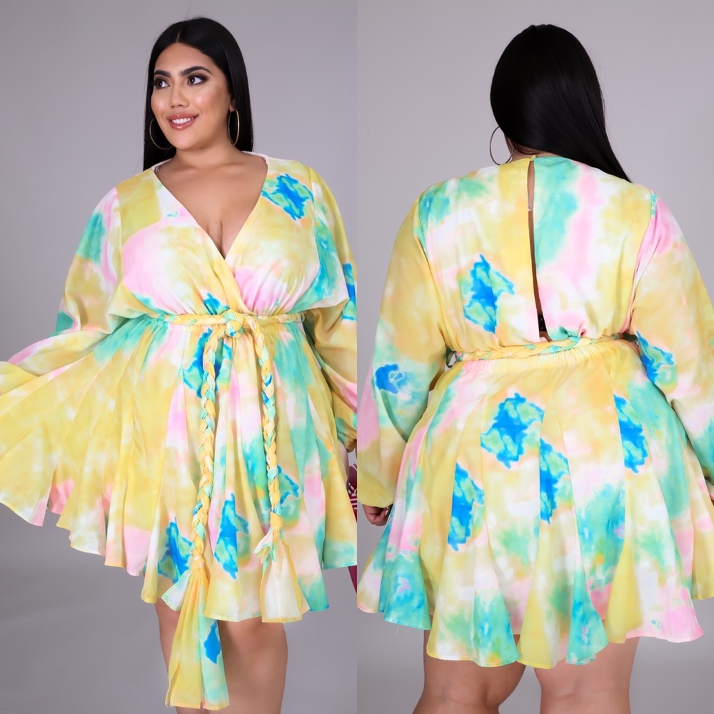 PLUS SIZE YELLOW FLORAL DRESS